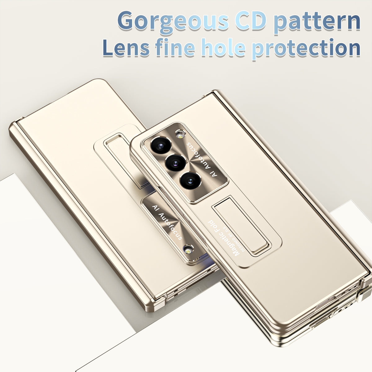 For Samsung Galaxy Z Fold5 5G Hinge Protection Phone Case Electroplating PC Phone Cover with Kickstand For Samsung Galaxy Z Fold5 5G Hinge Protection Phone Case Electroplating PC Phone Cover with Kickstand
